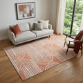 5 X 8 Salmon And Ivory Geometric Washable Area Rug With UV Protection