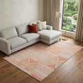 8 X 10 Salmon And Ivory Geometric Distressed Washable Area Rug With UV Protection
