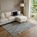 9 X 12 Black And Ivory Geometric Washable Area Rug With UV Protection