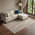 9 X 12 Brown And Ivory Geometric Washable Area Rug With UV Protection