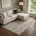 10 X 14 Brown And Ivory Geometric Washable Area Rug With UV Protection