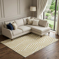 9 X 12 Gold And Ivory Geometric Washable Area Rug With UV Protection