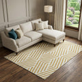 10 X 14 Gold And Ivory Geometric Washable Area Rug With UV Protection