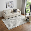 5 X 8 Gray And Ivory Geometric Washable Area Rug With UV Protection