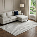 8 X 10 Gray And Ivory Geometric Washable Area Rug With UV Protection