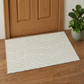 3 X 5 Ivory And Beige Geometric Washable Area Rug With UV Protection