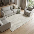 8 X 10 Ivory And Beige Geometric Washable Area Rug With UV Protection