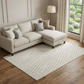 10 X 14 Ivory And Beige Geometric Washable Area Rug With UV Protection