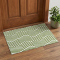 3 X 5 Olive Green And Ivory Geometric Washable Area Rug With UV Protection