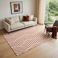 5 X 8 Rust And Ivory Geometric Washable Area Rug With UV Protection