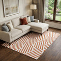 9 X 12 Rust And Ivory Geometric Washable Area Rug With UV Protection