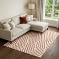 10 X 14 Rust And Ivory Geometric Washable Area Rug With UV Protection