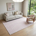 5 X 8 Pink And Ivory Geometric Washable Area Rug With UV Protection