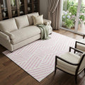 8 X 10 Pink And Ivory Geometric Washable Area Rug With UV Protection