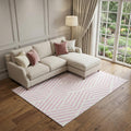 10 X 14 Pink And Ivory Geometric Washable Area Rug With UV Protection