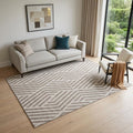 5 X 8 Taupe And Ivory Geometric Washable Area Rug With UV Protection