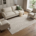 9 X 12 Taupe And Ivory Geometric Washable Area Rug With UV Protection
