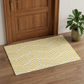 3 X 5 Yellow And Ivory Geometric Washable Area Rug With UV Protection