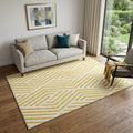 5 X 8 Yellow And Ivory Geometric Washable Area Rug With UV Protection