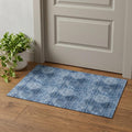 3 X 5 Navy Blue And Ivory Floral Medallion Distressed Washable Area Rug With UV Protection