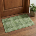 3 X 5 Olive Green And Ivory Floral Medallion Distressed Washable Area Rug With UV Protection