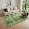 5 X 8 Olive Green And Ivory Floral Medallion Distressed Washable Area Rug With UV Protection