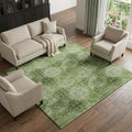 10 X 14 Olive Green And Ivory Floral Medallion Distressed Washable Area Rug With UV Protection