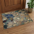 3 X 5 Beige Blue And Purple Abstract Distressed Washable Area Rug With UV Protection
