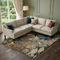 10 X 14 Beige Blue And Purple Abstract Distressed Washable Area Rug With UV Protection