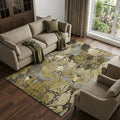 10 X 14 Brown Beige And Gold Abstract Distressed Washable Area Rug With UV Protection