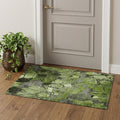 3 X 5 Fern Green And Gray Abstract Distressed Washable Area Rug With UV Protection