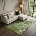 8 X 10 Fern Green And Gray Abstract Distressed Washable Area Rug With UV Protection