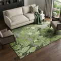 10 X 14 Fern Green And Gray Abstract Distressed Washable Area Rug With UV Protection