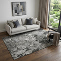 5 X 8 Gray And Ivory Abstract Distressed Washable Area Rug With UV Protection
