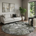8 Gray And Ivory Abstract Distressed Washable Round Rug With UV Protection