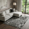 8 X 10 Gray And Ivory Abstract Distressed Washable Area Rug With UV Protection
