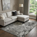 9 X 12 Gray And Ivory Abstract Distressed Washable Area Rug With UV Protection