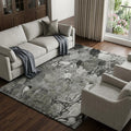 10 X 14 Gray And Ivory Abstract Distressed Washable Area Rug With UV Protection