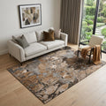 5 X 8 Rust And Gray Abstract Distressed Washable Area Rug With UV Protection