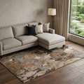 9 X 12 Rust And Gray Abstract Distressed Washable Area Rug With UV Protection