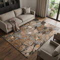 10 X 14 Rust And Gray Abstract Distressed Washable Area Rug With UV Protection