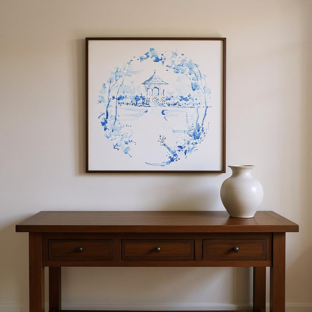 Set Of Two Blue Garden Impress A Gold Framed Wall Art