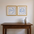 Set Of Two Blue Garden Impress B Gold Framed Wall Art