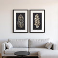 Set Of Two Soft Feather on Black Brown Framed Wall Art