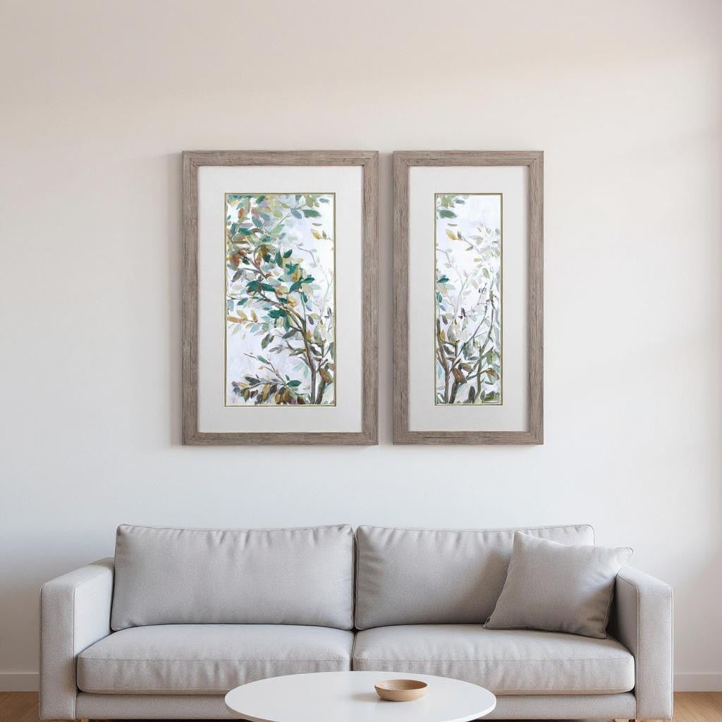 Set Of Two Leaves of Tree Brown Framed Wall Art