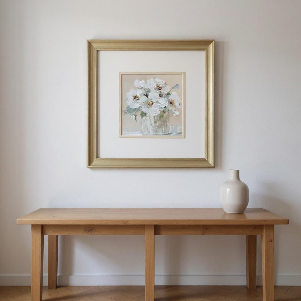 Set Of Two Soft Whites Gold Framed Wall Art