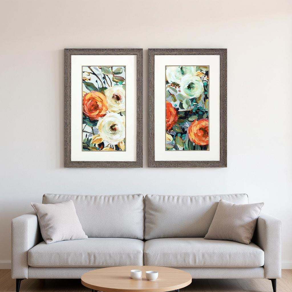 Set Of Two Floral Warmth Brown Framed Wall Art