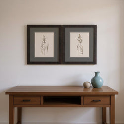 Set Of Two Delicate Stems Brown Framed Wall Art