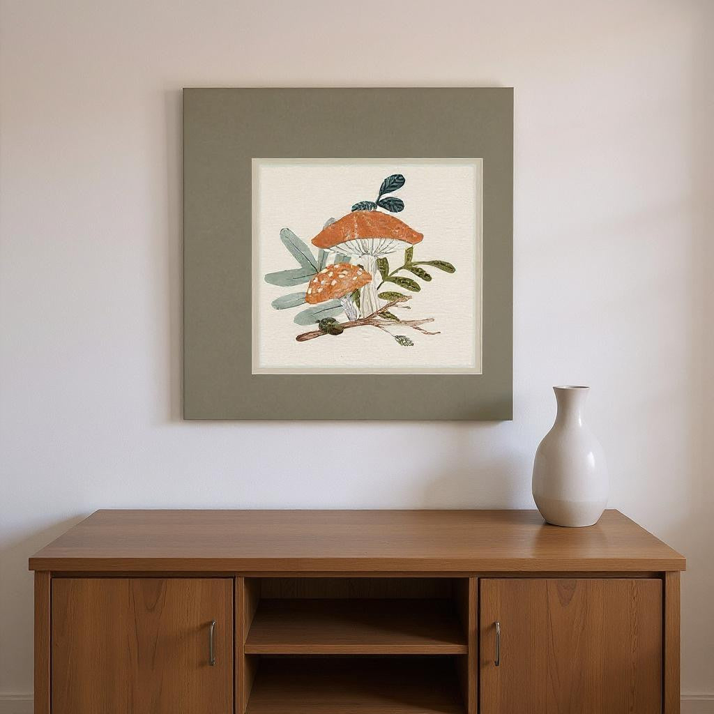 Set Of Two Amanita Mushroom Silver Framed Wall Art