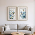 Set Of Two Blue Blossoming Silver Framed Wall Art